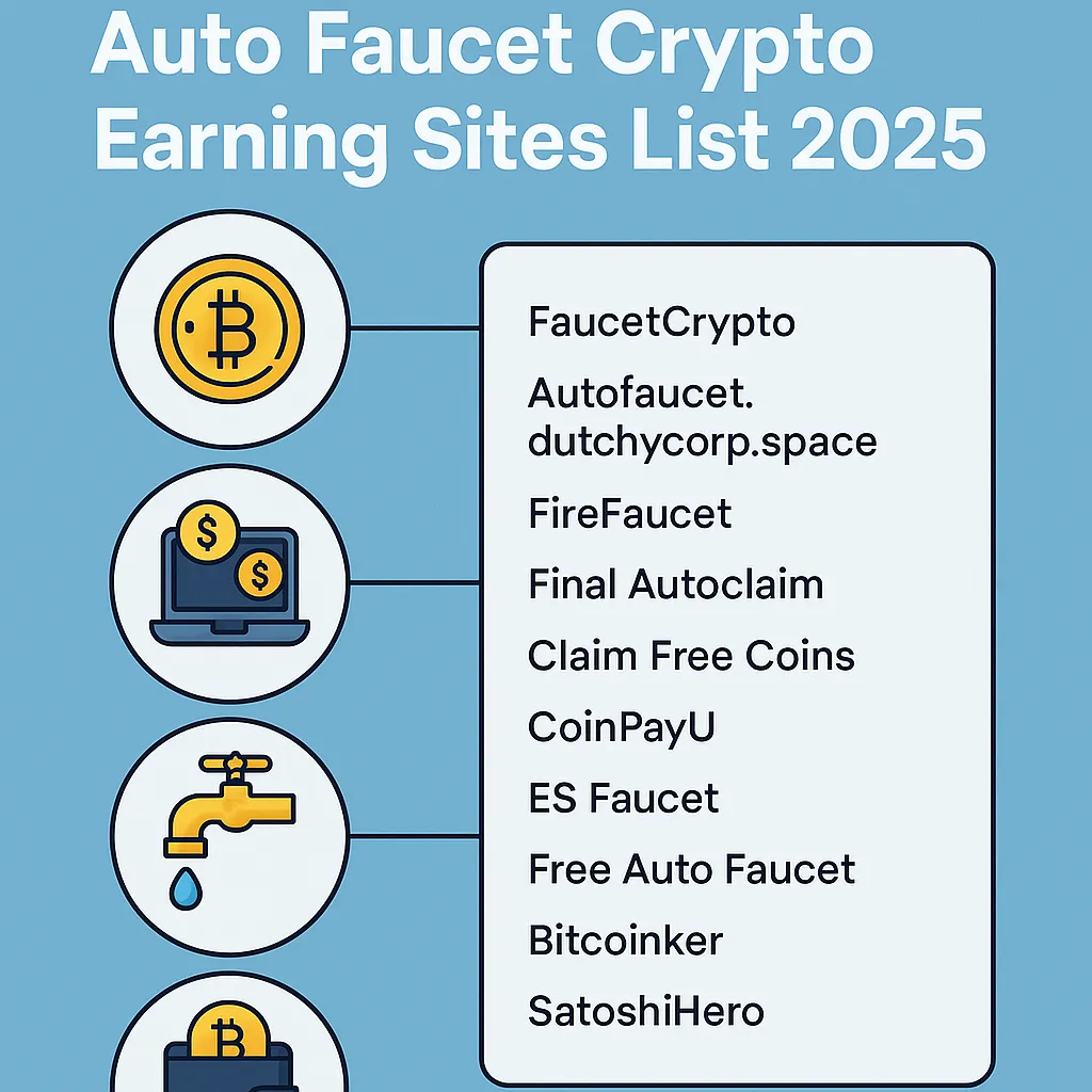 Auto Faucet Crypto Earning Sites List 2025